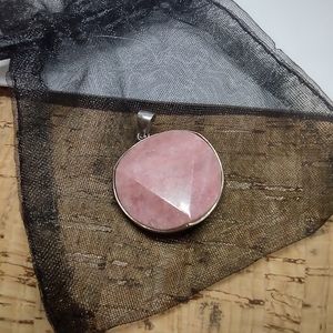 Pink Rhodonite Pendant with Silver Hardware